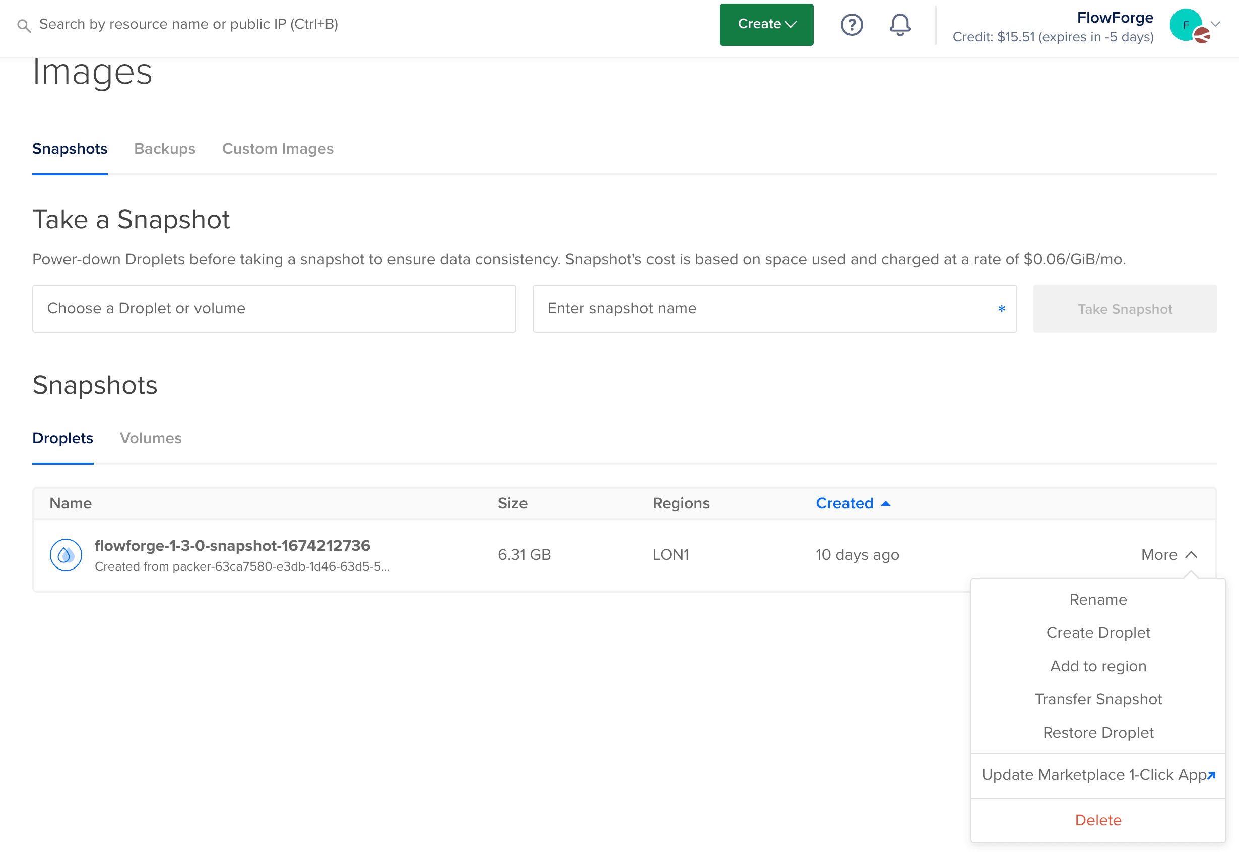 Digital Ocean Images view